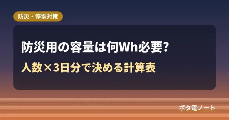 ポータブル電源の防災容量は何Wh必要?人数×3日分で決める計算表